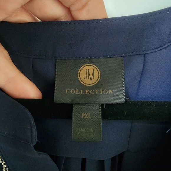 JM Collection Navy Blue Top - Picture 6 of 7